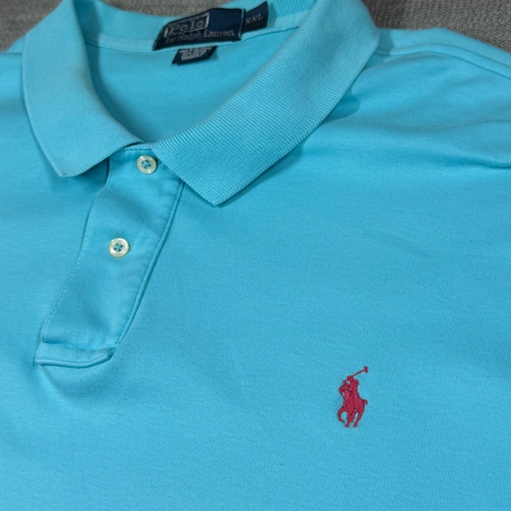 Polo Ralph Lauren Mens XXL Aqua Blue Short Sleeve Pony Logo Polo Shirt